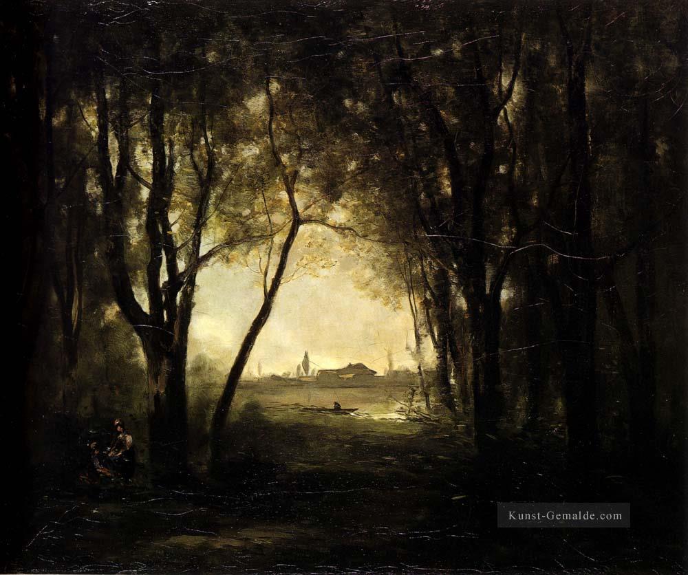 Camille Landschaft mit See plein air Romantik Jean Baptiste Camille Corot Ölgemälde